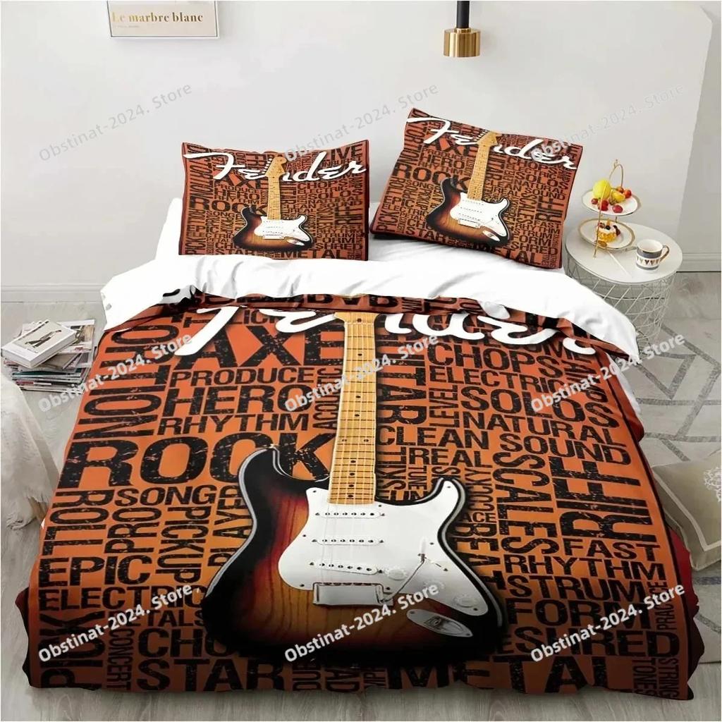 Fender Music Twin Bedding Guitar Set Bedding Set Print With Pillowcase Bed Duvet Cover Soft Single Double Queen Super King Size