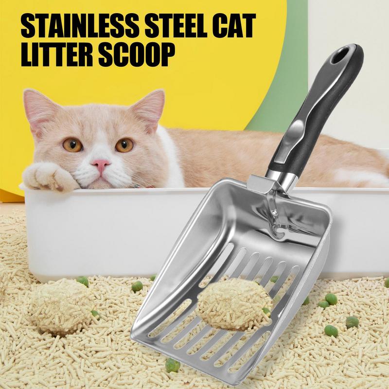 Stainless Steel Cat Litter Scoop with Rubber Handle kittens Sturdy Metal Mesh Scooper Litter Filter Pet Cleaning Tools