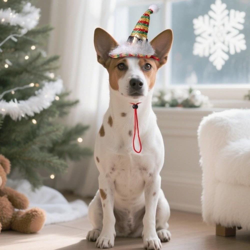 Cute Christmas Pet Costumes Santa Hat Soft Adjustable Santa Hat Comfortable Colorful Pet Santa Hat Pet Show