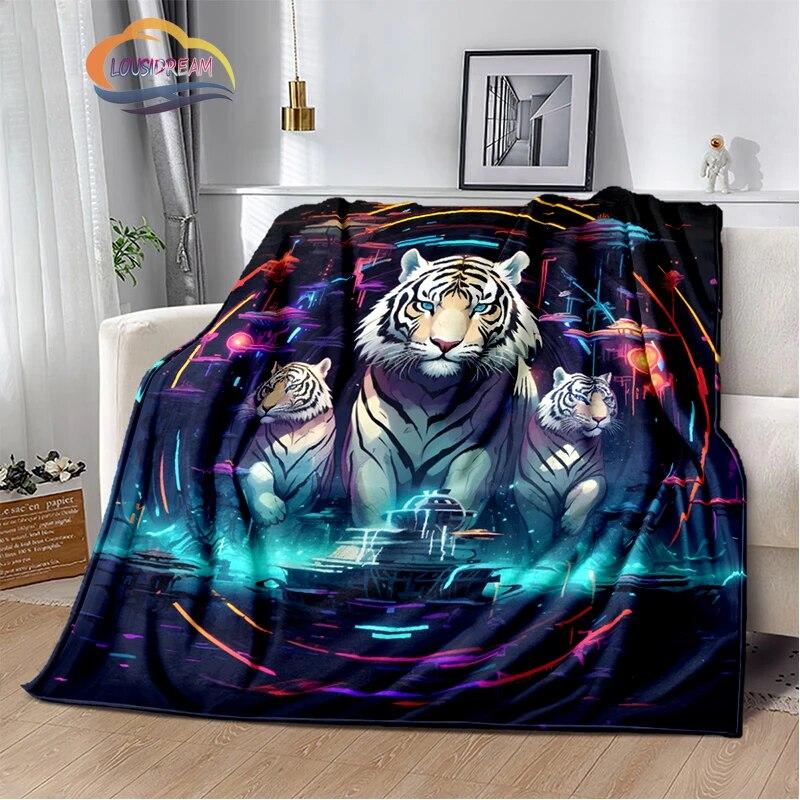 Tijgerkunst Deken flanel Warmte Zacht Pluche Bank Dekens Woonkamer slaapkamer bed decoratie deken Toerist