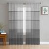 Wood Grain Grey Gradient Sheer Drapes for Bedroom Living Room Ornamentation Window Curtain for Kitchen Netting Voile Silk-like Fabric Drapes