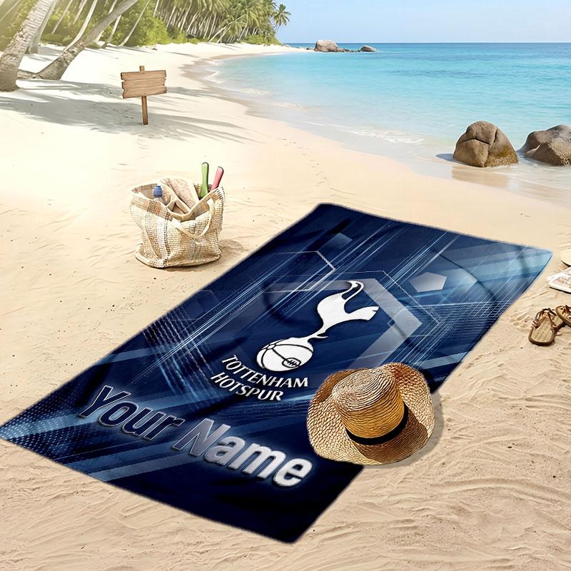 Tottenham Hotspur FC Gepersonaliseerde Bedrukte Strandlaken Voetbal Logo Steun Aangepaste Naam Tekst Absorberende Handdoek Voor Sport Reizen Speciaal Cadeau