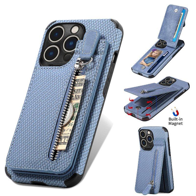 Portafoglio con cerniera e porta carte Custodia per telefono Per iphone 14 13 12 11 Pro Max/Samsung S23 S22 Ultra S21 FE A14 A34 A54 A13 A23 A33 A53 A12 A32 A52 Cover posteriore magnetica