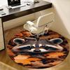 Raccoon Print,Autumn Leaves Pattern Chair Mat Round Rug-Office Carpet, Machine Washable, Non-slip, Suitable for Living Rooms, Bedrooms, Entr