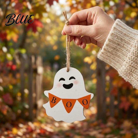 Ghost And Pumpkin Decor Halloween Wooden Hanging Sign with Hemp Rope Cute Outdoor Pendants for Home Party Wall Decorations Holiday Art