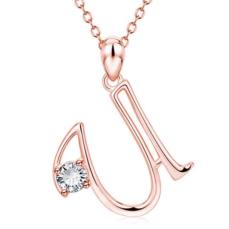 Stylish Pendant Diamond 26letter Necklace For Women