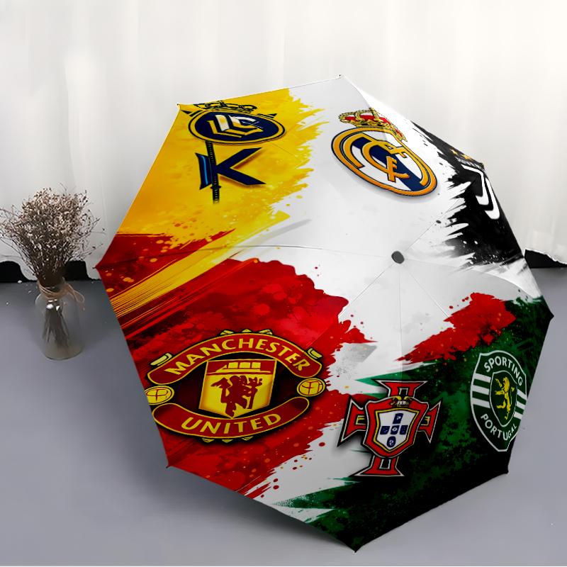 Printed Manchester United FC logo Printed Folding Umbrella,Outdoor,Leisure,And Travel Umbrella,Durable Umbrella Fabric,Birthday And Holiday Gift