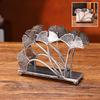 Ginkgo Vertical Napkin Holder Rustic Ginkgo Leaves Napkin Storage Holder Metal Paper Towel Dispenser Kitchen Tabletop Decorative Organizer for Napkins