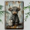 Vintage Highland Cow Tin Art Wall Decor Toilet Paper Sign 7.8x11.8 Inch Home Farmhouse Cafe Bar Gift Birthday Graduation