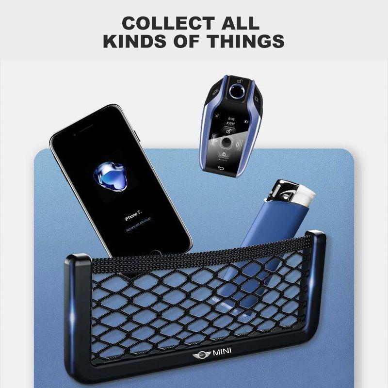 Auto Organizer Aufbewahrungstasche Auto Klebenetz Tasche Handyhalter Auto Zubehör Für BMW Mini Cooper F54 F55 F56 R56 R60 SONE Roadster Clubman Coupe