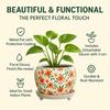 5 polegadas, Vaso de Metal Lily Designer Folha com Prato Coletor | Item de Decoração para Casa Interno Externo para Plantas de Jardim Flor, Varanda, Pátio, Sala de Estar