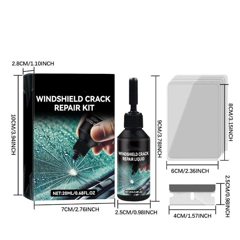 Upgrade Windschutzscheiben-Rissreparatur-Set, Auto-Windschutzscheiben-Rissreparatur-Flüssigkeit Fenster, Risse Weg Glasreparatur Windschutzscheiben-Werkzeug