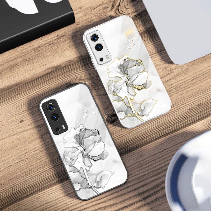 Pink Marble Flower Texture For Vivo Y76 16 55 V29 Lite 5G 25 23 30 iQOO Z9X 12 Pro Neo X200 100 90 60 Tempered Glass Phone Case