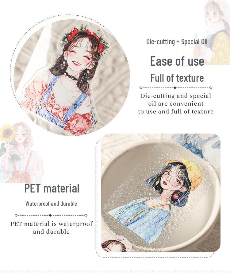 Morning Mist Overture Series Pet-Themed Girl Character Tape Set DIY Journal Decorative Stickers