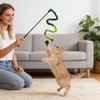 Cat Wand Toy Interactive Cat Teaser with Bell Colorful Pom Poms Plush Tail Cat Teaser Wand for Indoor Cats Kittens