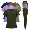 Dames Scrubs Set Jogger Broek Henley Tweedelig Tops en Broek V-hals Stretch Verpleegster Werkuniform met Zak