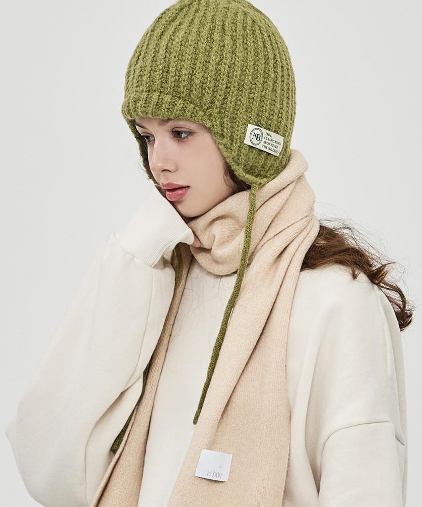 THE-ABON Mini Earflap Beanie Black