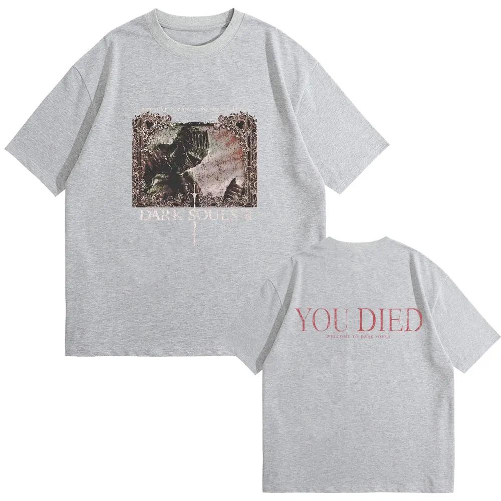 Game Dark Souls Graphic T-shirt Men Women 90s Vintage Gothic Rock Oversized Streetwear Male Punk T Shirts Tops