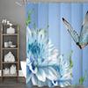 Blauer Schmetterling Floral Duschvorhang, Dekorativer Duschvorhang für Badezimmer, Wasserdichter Duschvorhang mit Haken