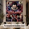 Custom Text Printed Tapestry Death Note Pattern Large Wall Hanging Indoor Room Decor