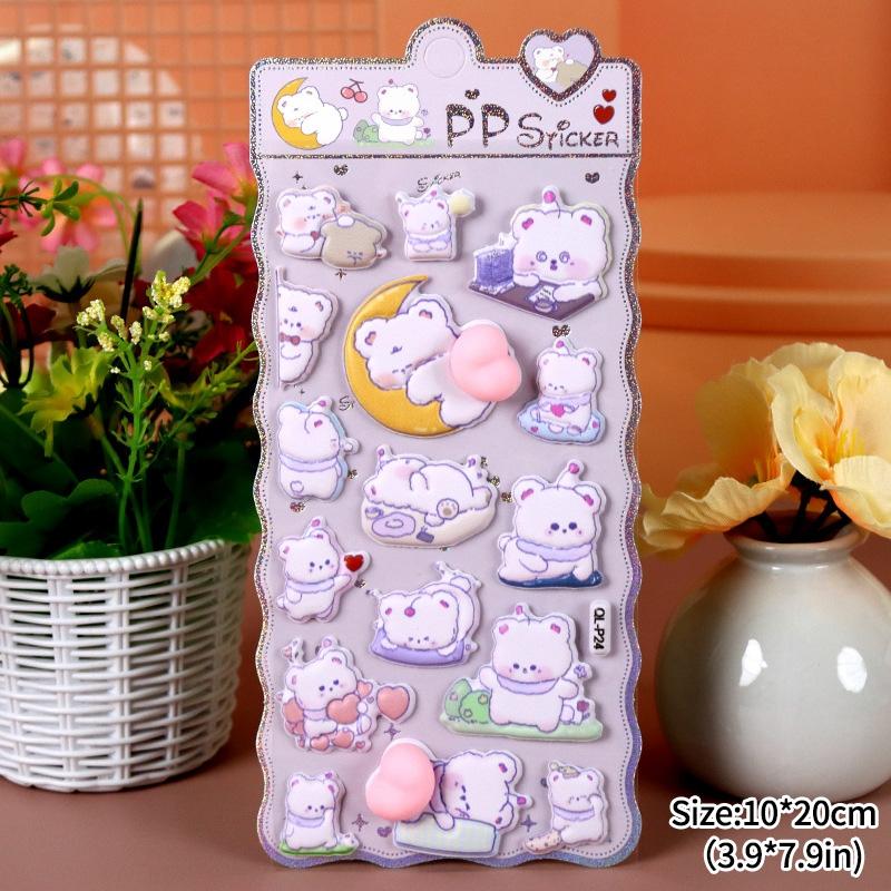 3D Cute Animal Butt Stickers Soft Pinched Happy Buttocks Sticker Stress Relief Puffy Sticker For Diy Scrapbook Phone Case Decal