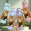 1PC Fox Floral Autumn Scene Print 750ml Color Plastic Sports Water Bottle Leakproof Flip Straw Lid Suitable for Sports Office Home Use