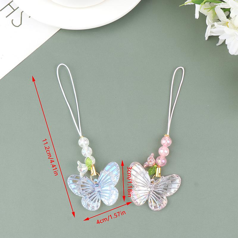Schattige zoete vlinder hanger telefoon lanyard mobiele telefoonhoes riem voor meisjes telefoon kettingen auto sleutelhanger