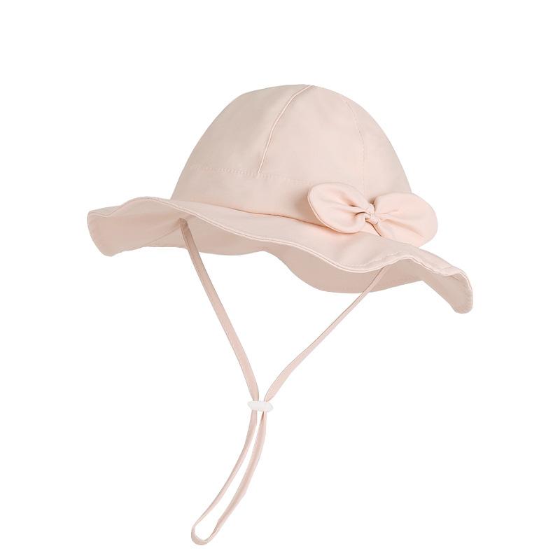 Zomer kinder zonnehoed schattige strik ademend zes bucket hoed baby meisje grote rand zonnehoed
