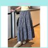 Cotton Blended Plaid Midi Skirt With High Waist And Ruffle For Casual Womens Fashion