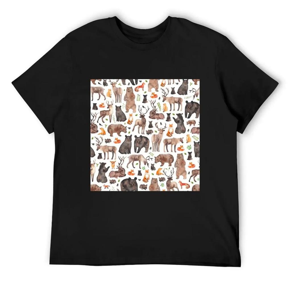Bosdieren T-shirt blauw slot grafische t-shirts blauw archief katoenen t-shirt heren