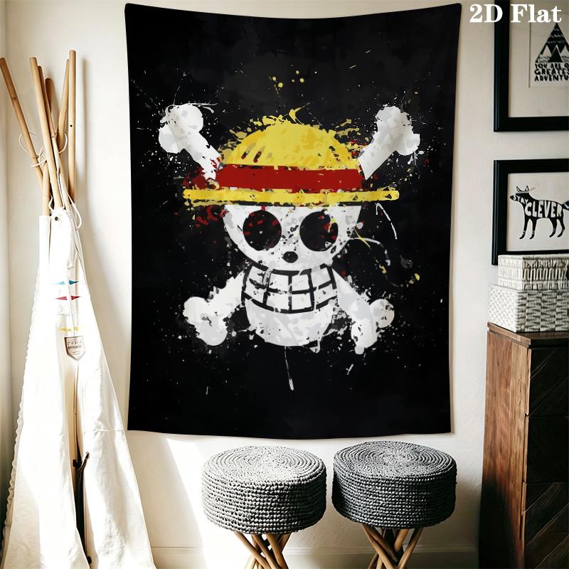 Tenture murale Pirates du Chapeau de Paille One Piece Accroche murale esthétique Couverture en tissu imprimé Tapisseries décoratives pour chambre à coucher salon décoration de maison
