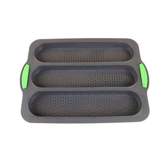 Silicone Bread Mold Non-Stick Food Grade Baguette Loaf Pan Cake Baking Tray with Drain Holes for Home Kitchen Bakery Burger Buns Sandwich Cookies
