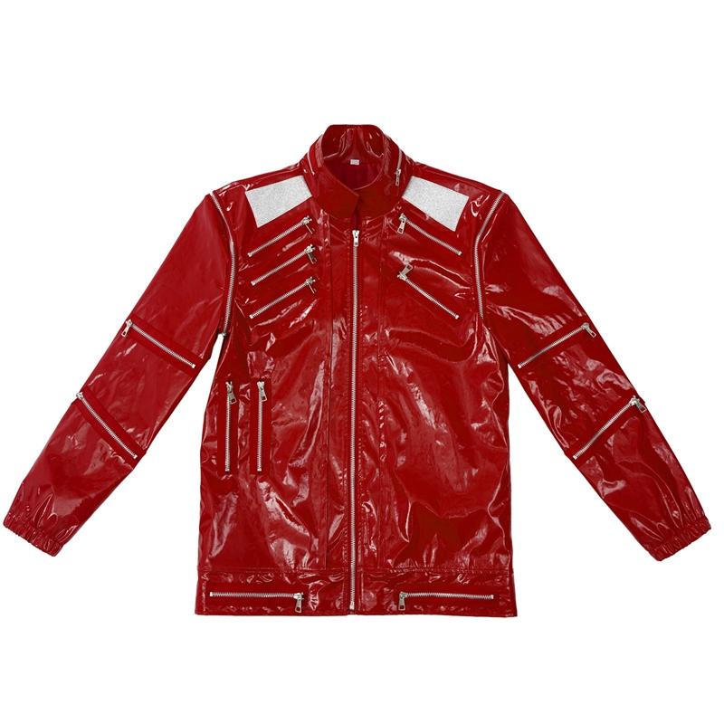 Film Michael MJ Beat It Jackson Cosplay Bunda Imitátoři Červená PU Kůže Punk Ležérní Kabát Kalhoty Halloween Divadelní Kostýmy