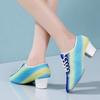 Women Shoes Oxford Practice Latin Dance Shoes Square Canvas Ballroom Dance Shoes Net Teacher Shoes for Women Sports
