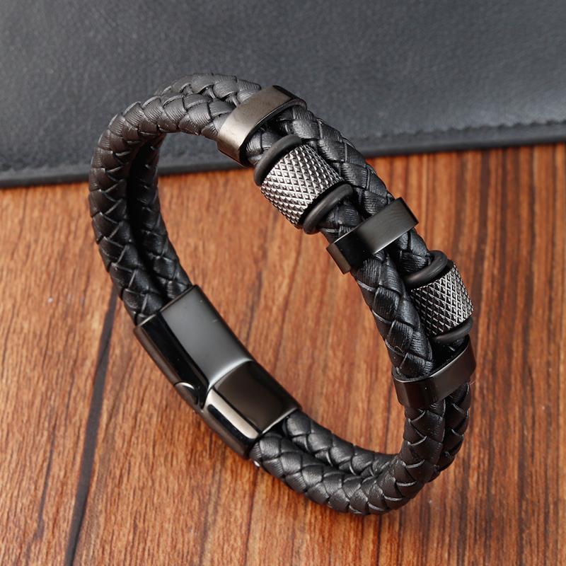Bedel Gevlochten Touw Armband Voor Mannen Roestvrij Staal Magnetische Gesp Echt Leer Armbanden & Bangles Mannelijk Vrouwelijk Sieraden
