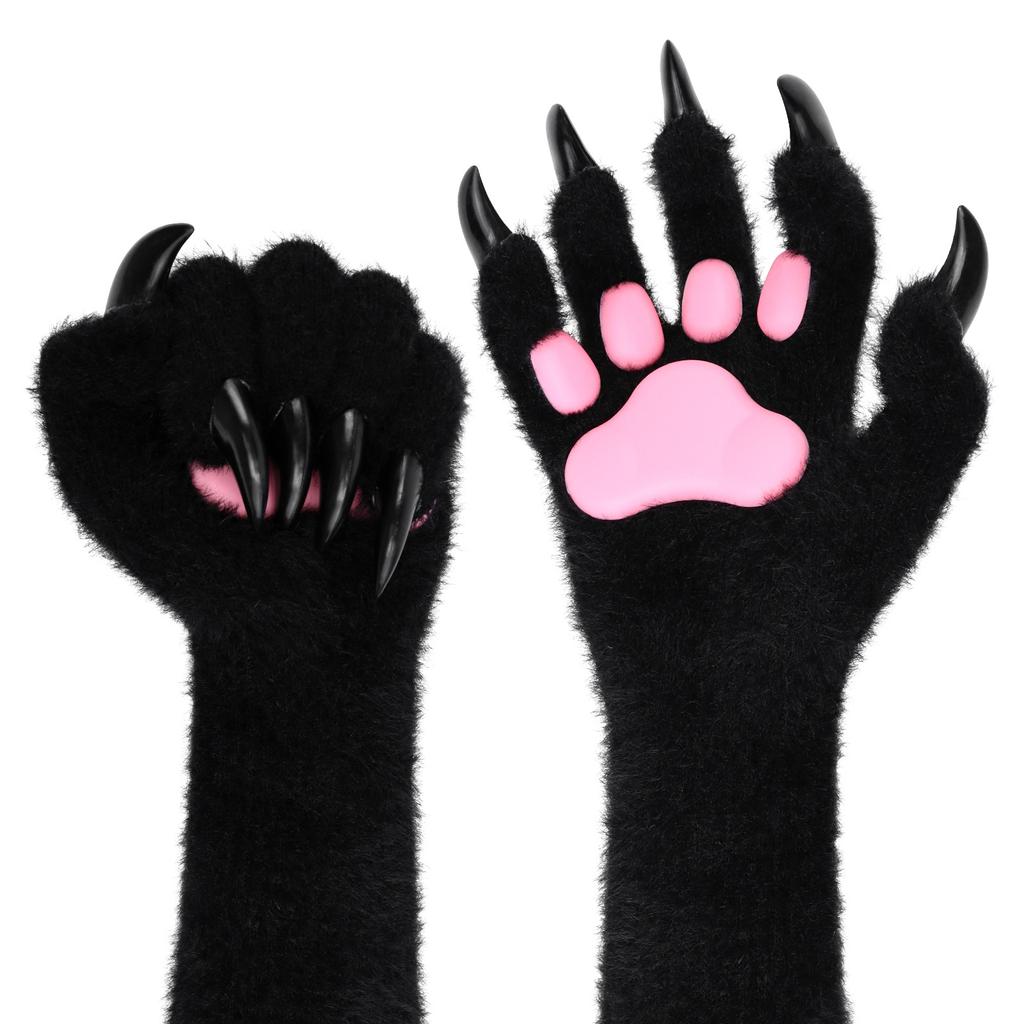 Silicone Meat Pad Gloves Long Nails Animal Claws Cos Ghost Claw Props Halloween Gloves Wearable Animal Claw Gloves