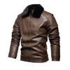 Men's Warm Vintage Faux Leather Jacket Windproof Motorcycle Bomber Jackets Slim Fit Winter Coat with Faux Fur Collar Biker Outwear Jackets for Men