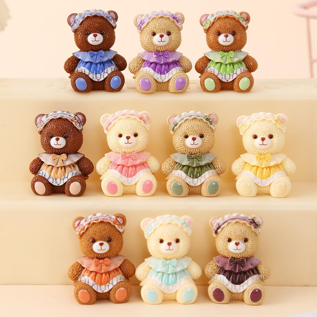 Resin Cartoon Bear Miniature Collectible Toy For Kids And Collectors