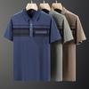 Polo Shirt Men's Summer New Striped Short-Sleeved T-shirt Young and Middle-Aged Casual Fashion Cotton Men's Top