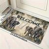 Elephant Welcome Doormat, Polyester Flannel Non-Slip Machine Washable Rug for Bathroom Kitchen Living Room Bedroom Decor