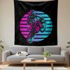 Neon Motocross Rider In Action Patterned Tapestry Decorative Wall Hanging, Home Bedroom Living Room Decor