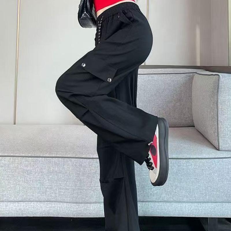 AmericanStyle Cargo Pants for Women SpringAutumn Loose Cool Style MultiPocket Mountaineering Straight WideLeg Trousers
