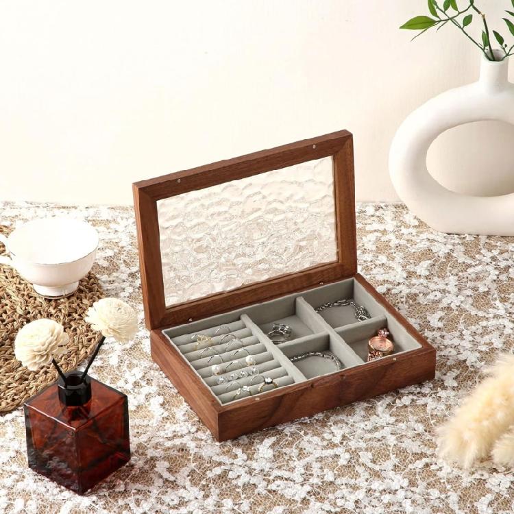 Multifunctional Stylish Wood Jewelry Storage Case Portable Designs with Protective Lining Home Accessory for Daily Use
