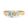 Anel Elegante de Três Pedras Topázio Azul - Prata de Lei 925 Banhado a Ouro