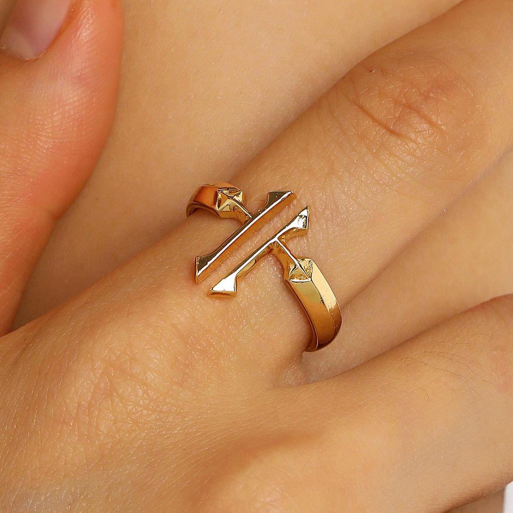 Double Cross Multi-Layer Open Ring: European & American Niche Design for Women - Luxury High-End Accessories