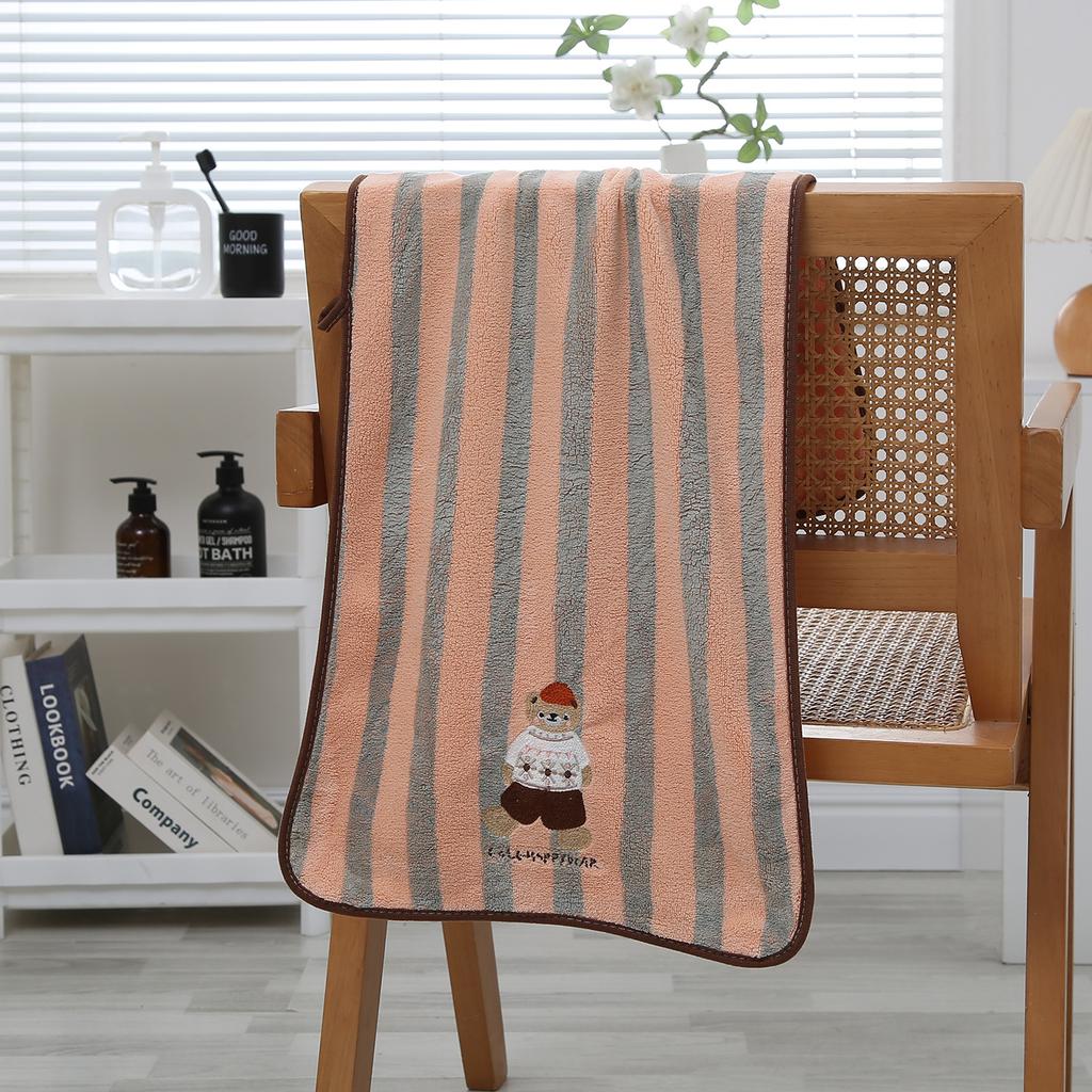 Herbst Winter Verdickte Korallenfleece Schnelltrocknende Handtücher mit Tierstickerei Punktmuster Weiche Badetücher Set, Thanksgiving Geschenkhandtücher, Waschlappen