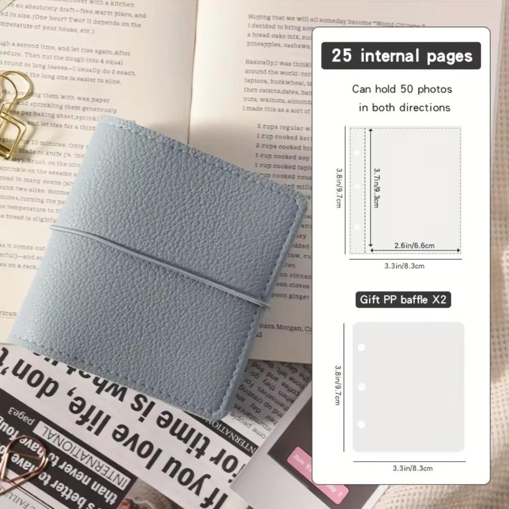 Faux Leather Mini Photo Album Transparent Pages with 3-Ring Pocket Photo Album Photo Display Card Collection 3-Inch Photo Book