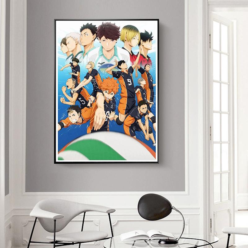 Anime Poster Volleyball Boy Canvas Painting Haikyuu Japanese Style Cartoon Poster Cuadros Wall Art Pictures for Living Room