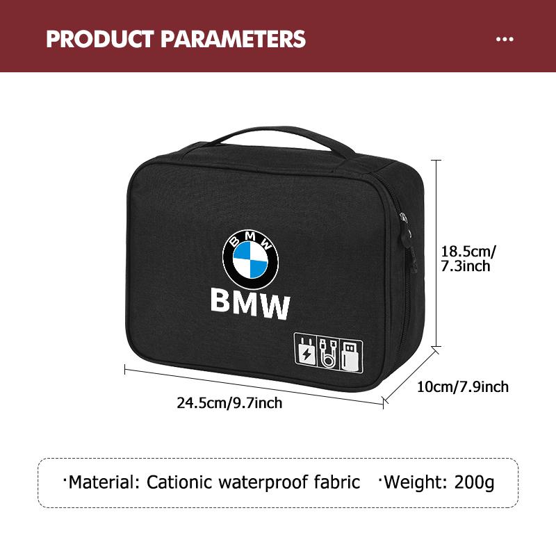 Large Capacity USB Gadget Cable Bag Hard Disk Charger Organizer For BMW E46 E90 E60 F10 E39 F30 E36 E87 E90 E30 E53 F31 E92 EKK1