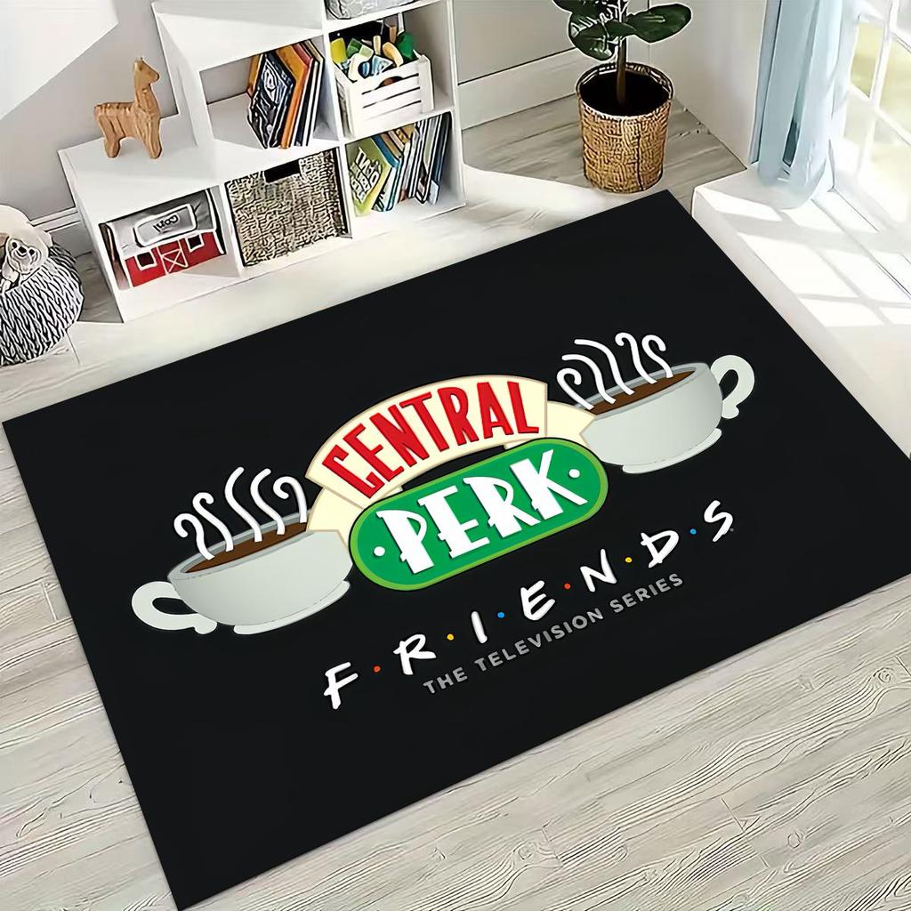 Classic Friends Central Perk Sign TV Rug for Bedroom Living Room Sofa Home Doormat Decor, Large Kids Play Non-slip Floor Mat